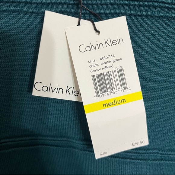NWT Men’s Calvin Klein Crew Neck Cotton Modal Master Green Sweater Size Medium - Picture 4 of 6